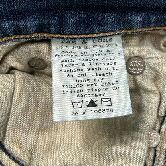 Rag & Bone Womens Size 25 Low Rise Crop Raw Hem Denim Jeans USA‎ Made - Picture 9 of 9